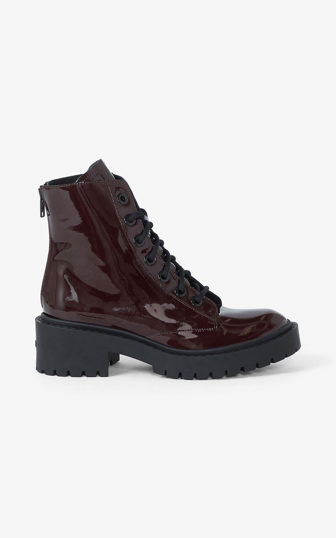 Botas Kenzo Pike lace up Couro ankle Feminino - Bordeaux | 971QMZILJ